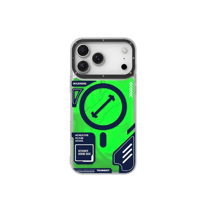 Чохол YoungKit Cyberpunk Luminous Case with Magnetic Ring | 17 Pro |Neon Green
