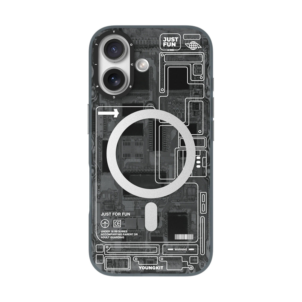 iPhone 17 Чохол YoungKit Futuristic Circuit Board with Magnetic Ring | Black