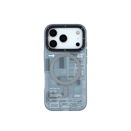 iPhone 17 Чохол YoungKit Futuristic Circuit Board with Magnetic Ring | Gray