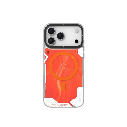 iPhone 17 Pro Чохол YoungKit Cyberpunk Luminous Case with Magnetic Ring | Lava Orange
