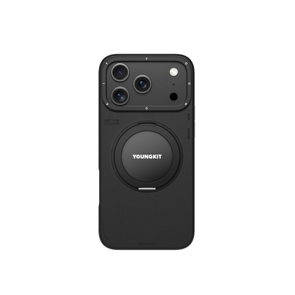 iPhone 17 Pro Max Чохол Leather Case with Magnetic Ring + Magnetic Stand 360° | Black