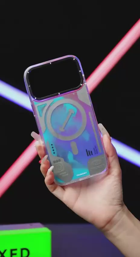 Чохол YoungKit Cyberpunk Luminous Case with Magnetic Ring | 17 Pro |Neon Green